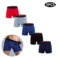 Ensemble de caleçons en coton pour hommes, culottes sexy, sous-vêtements masculins, shorts, caleçons familiaux, marques, 5 pièces 1
